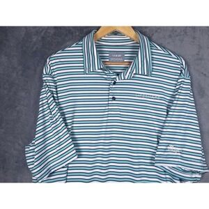 Oobe Chick-fil-A Lifeshape Hydrovent Mens Large Polo Shirt Teal White Striped